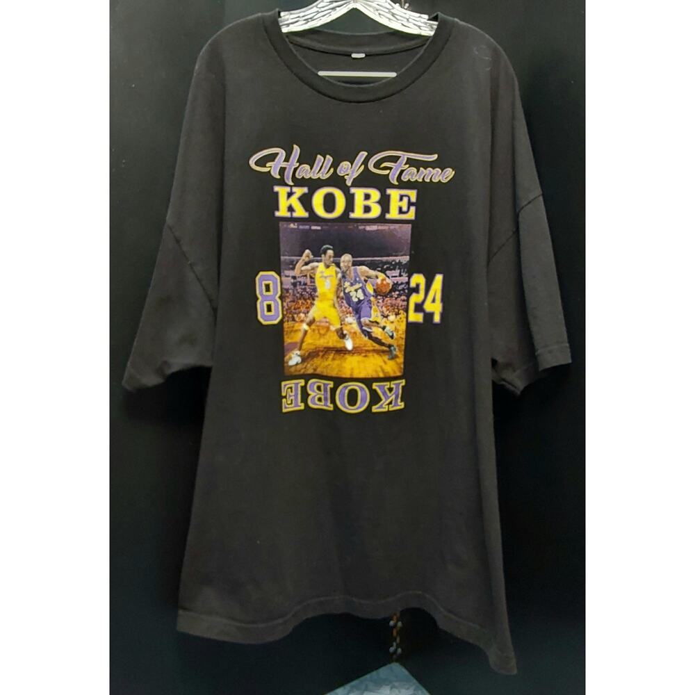 Mens Adult XXL or XL  T Shirt Hall of Fame Kobe Shirt Black with Silk Screen